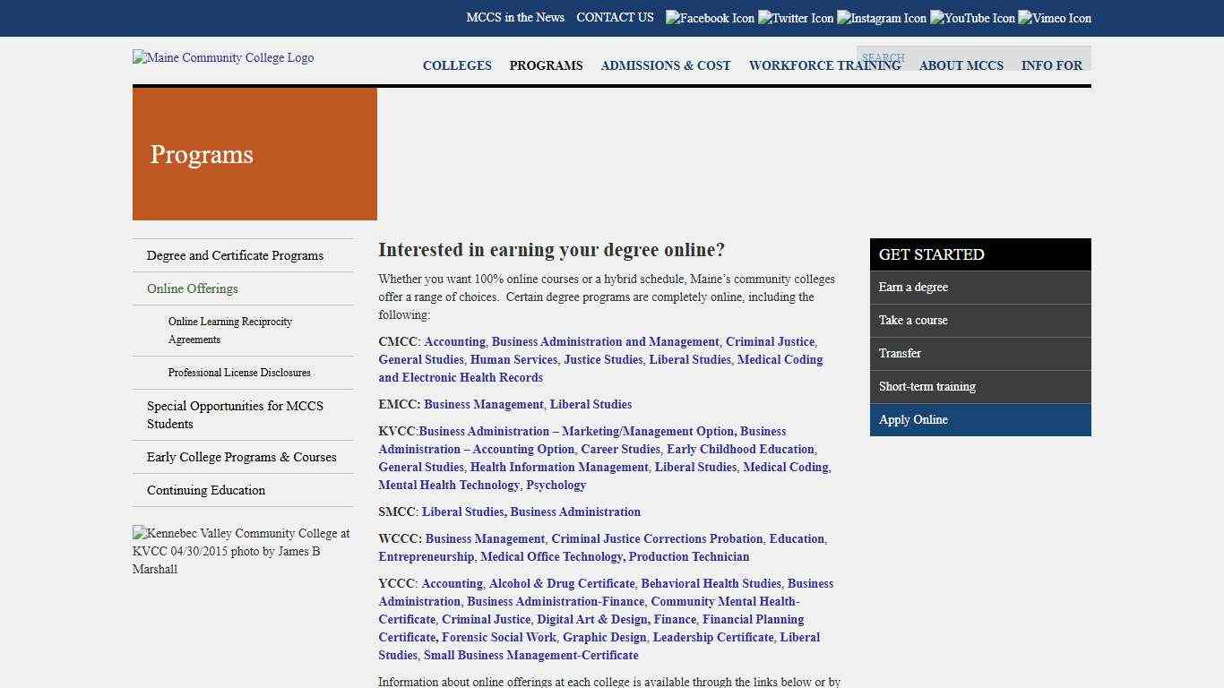 Online Offerings - Maine Community College System