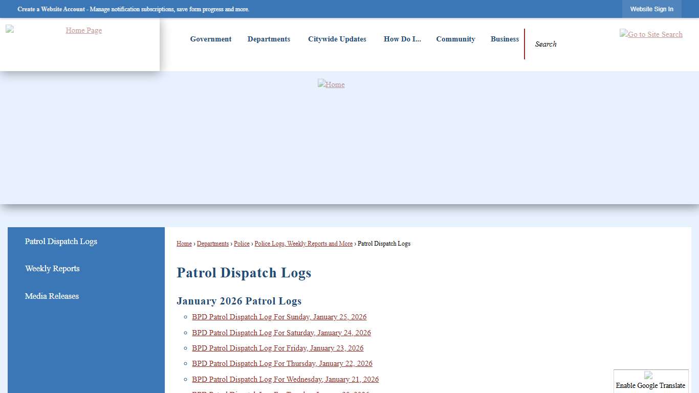 Patrol Dispatch Logs Biddeford, ME